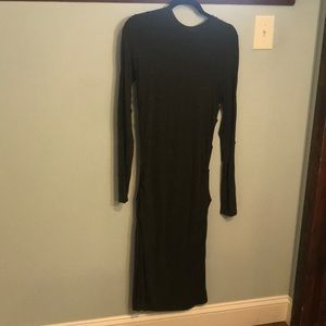 Nicole Miller Ruched olive green midi dress